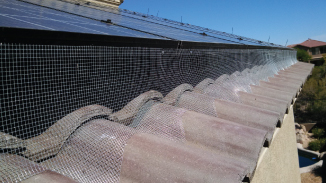 solar panel pigeon control screen under solar panels fro pigeons on hump tile roof